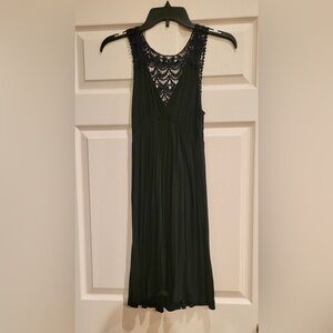 Black Sleeveless Crochet Yoke Dress size small